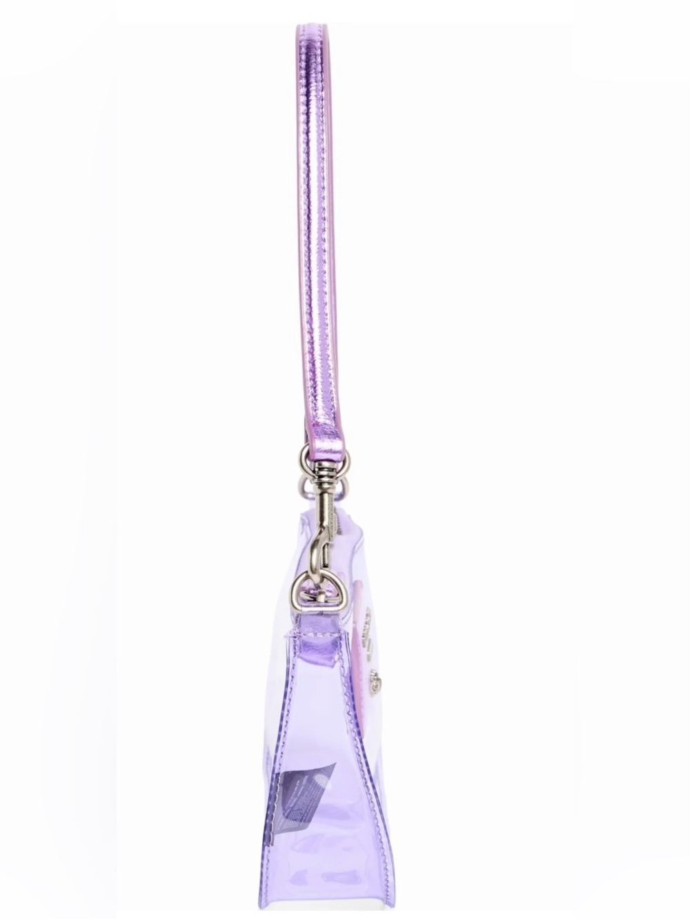 Kurt Geiger Highgate Convertible vinyl clear Wristlet Shoulder bag lavender - Picture 9 of 16
